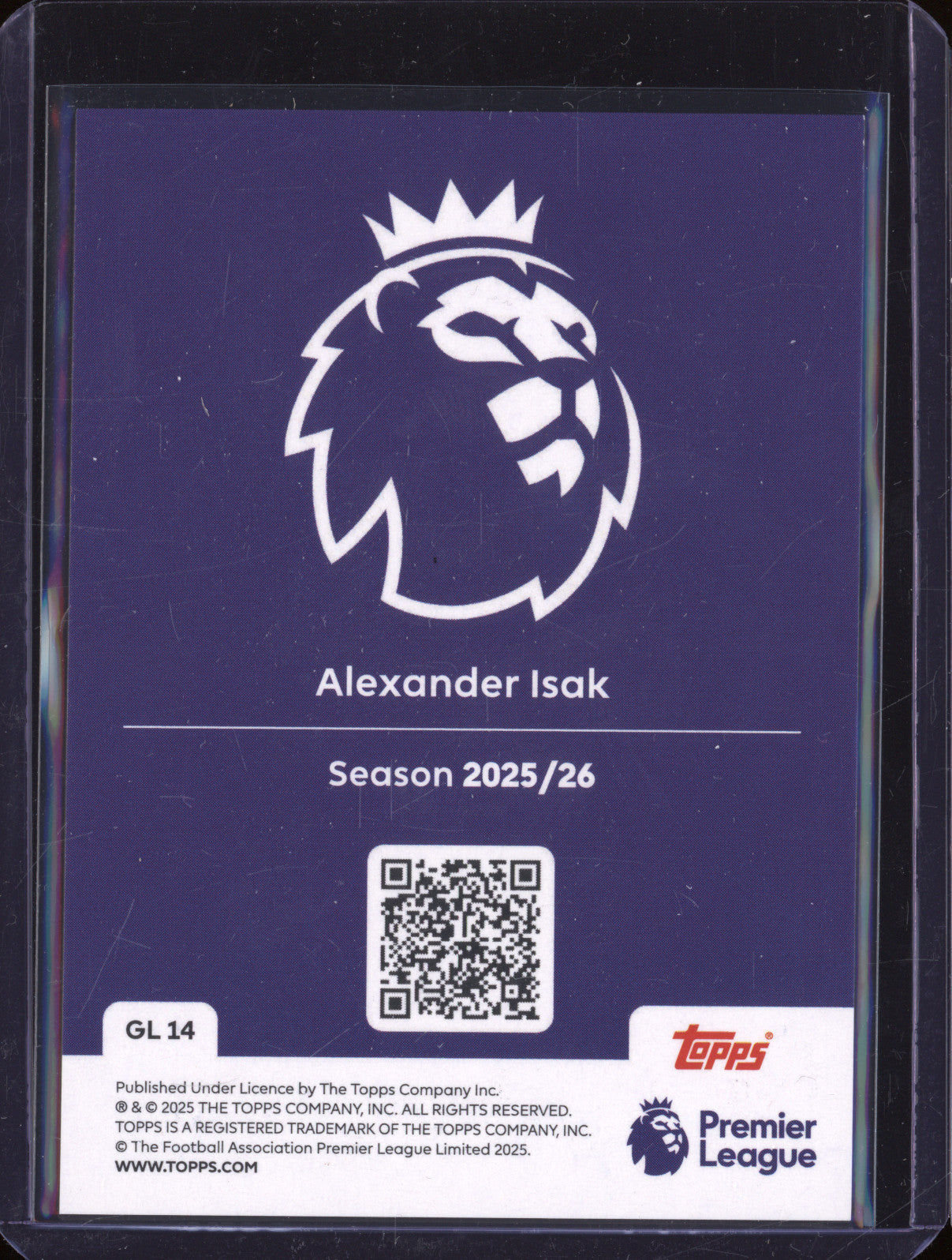 Alexander Isak 2025-26 Topps Premier League GL 14 Gold Lion