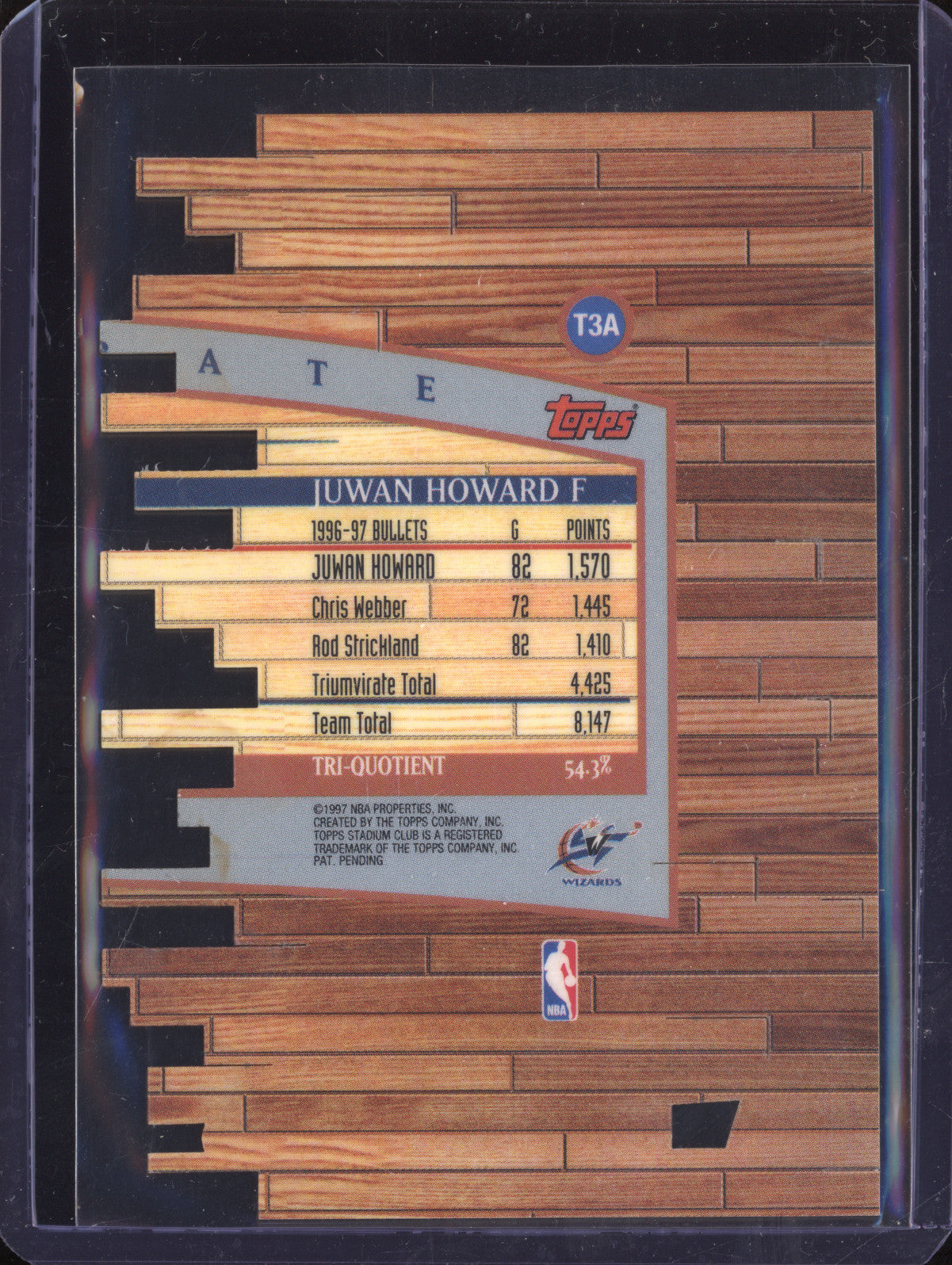 Juwan Howard 1997-98 Topps Stadium Club Triumvirate T3A