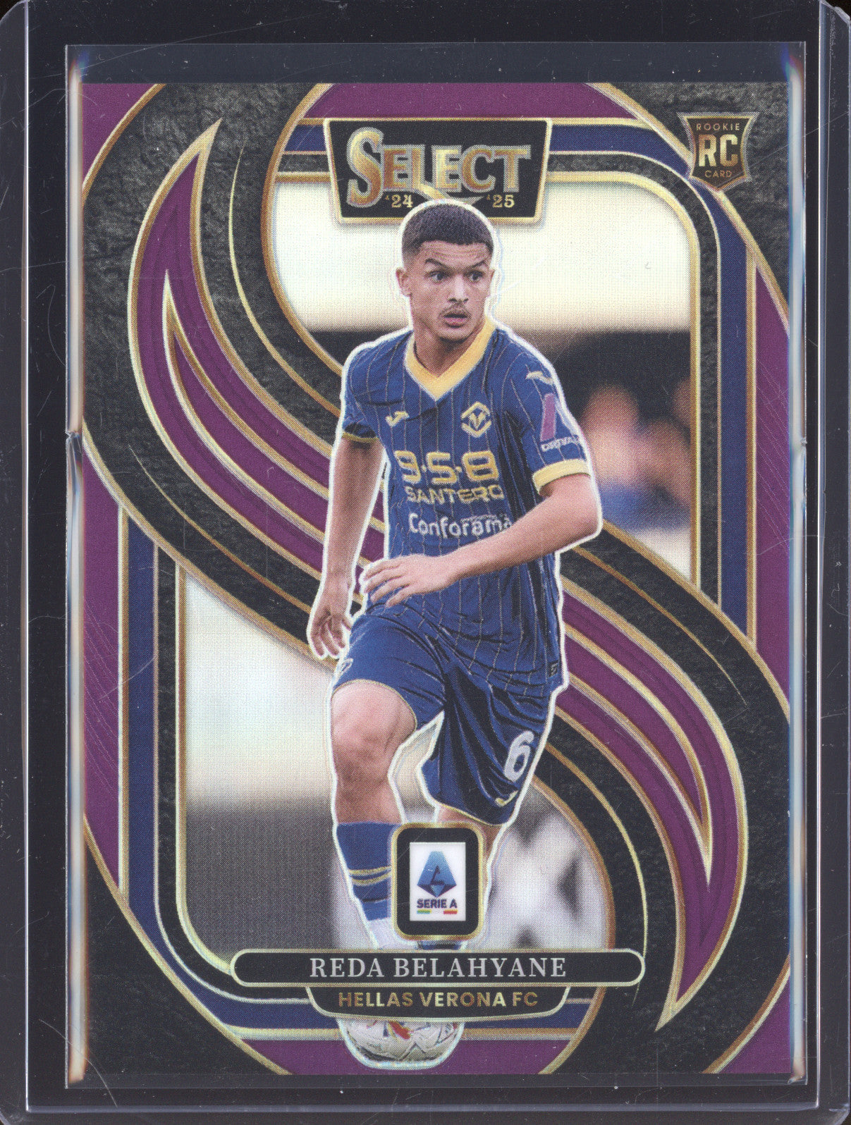 2024-25 Panini Select Serie A 199 Reda Belahyane Purple RC 01/49