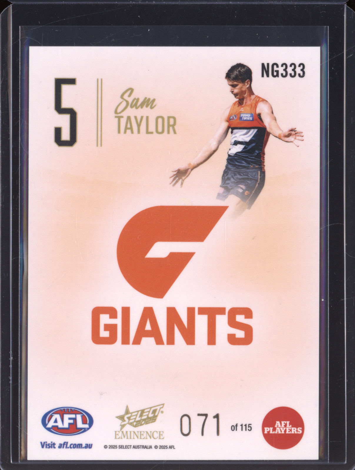 2025 AFL Select Eminence Nameplate NG333 Sam Taylor 071/115