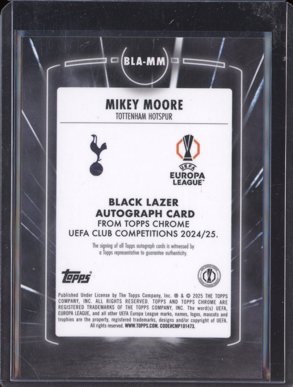 Mikey Moore 2024-25 Topps Chrome BLA-MM Black Lazer Auto RC