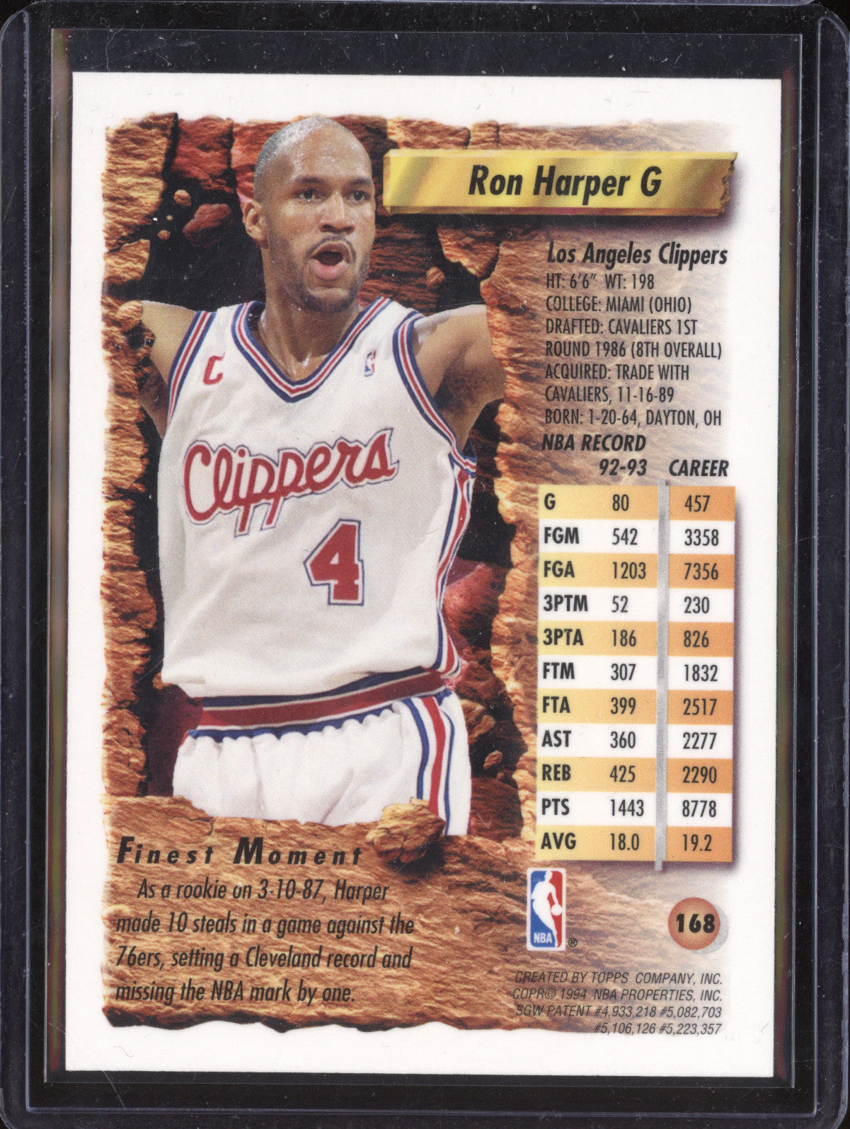 Ron Harper 1993-94 Topps Finest 168 Refractor