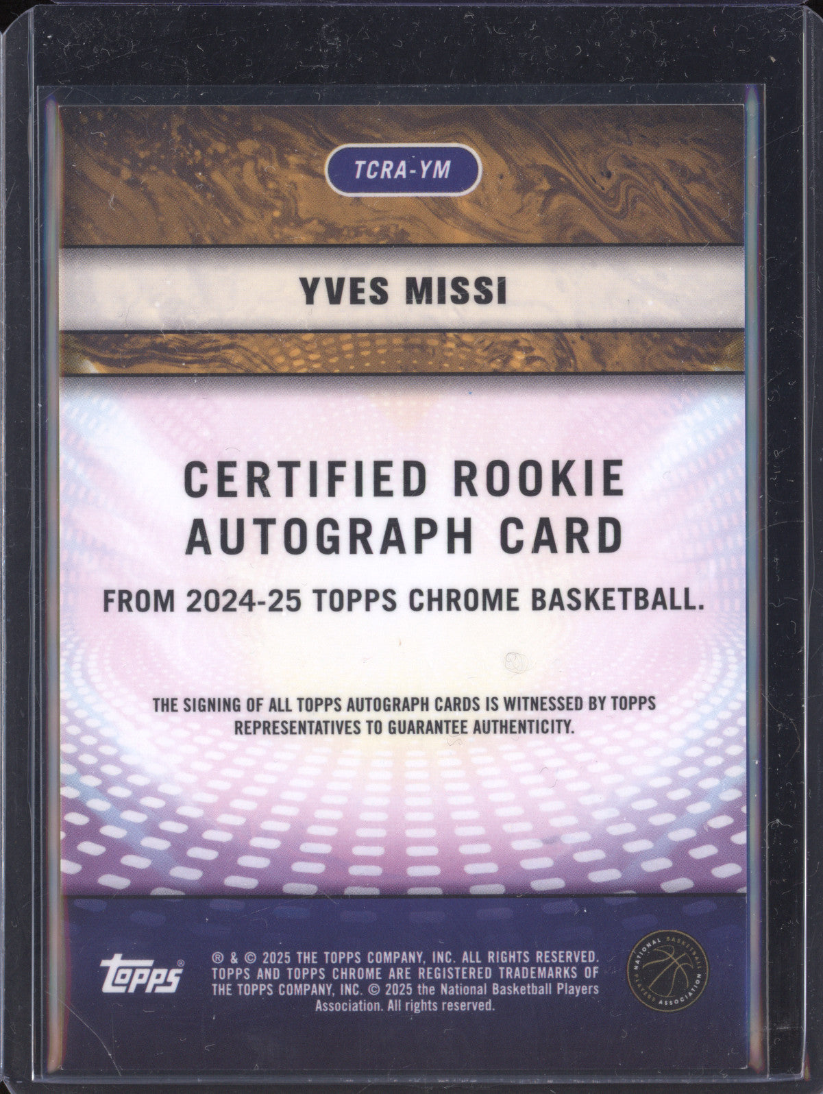 Yves Missi 2024-25 Topps Chrome TCRA-YM Certified Rookie Auto Gold RC 21/50