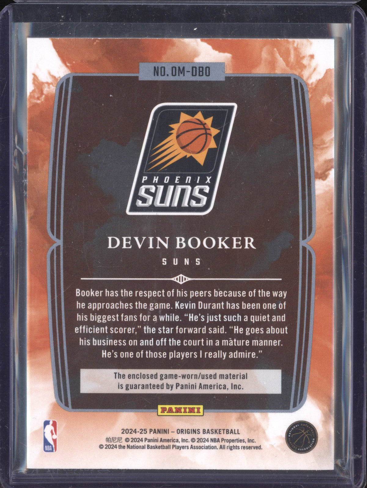 Devin Booker 2024-25 Panini Origins OM-DBO Origination Materials