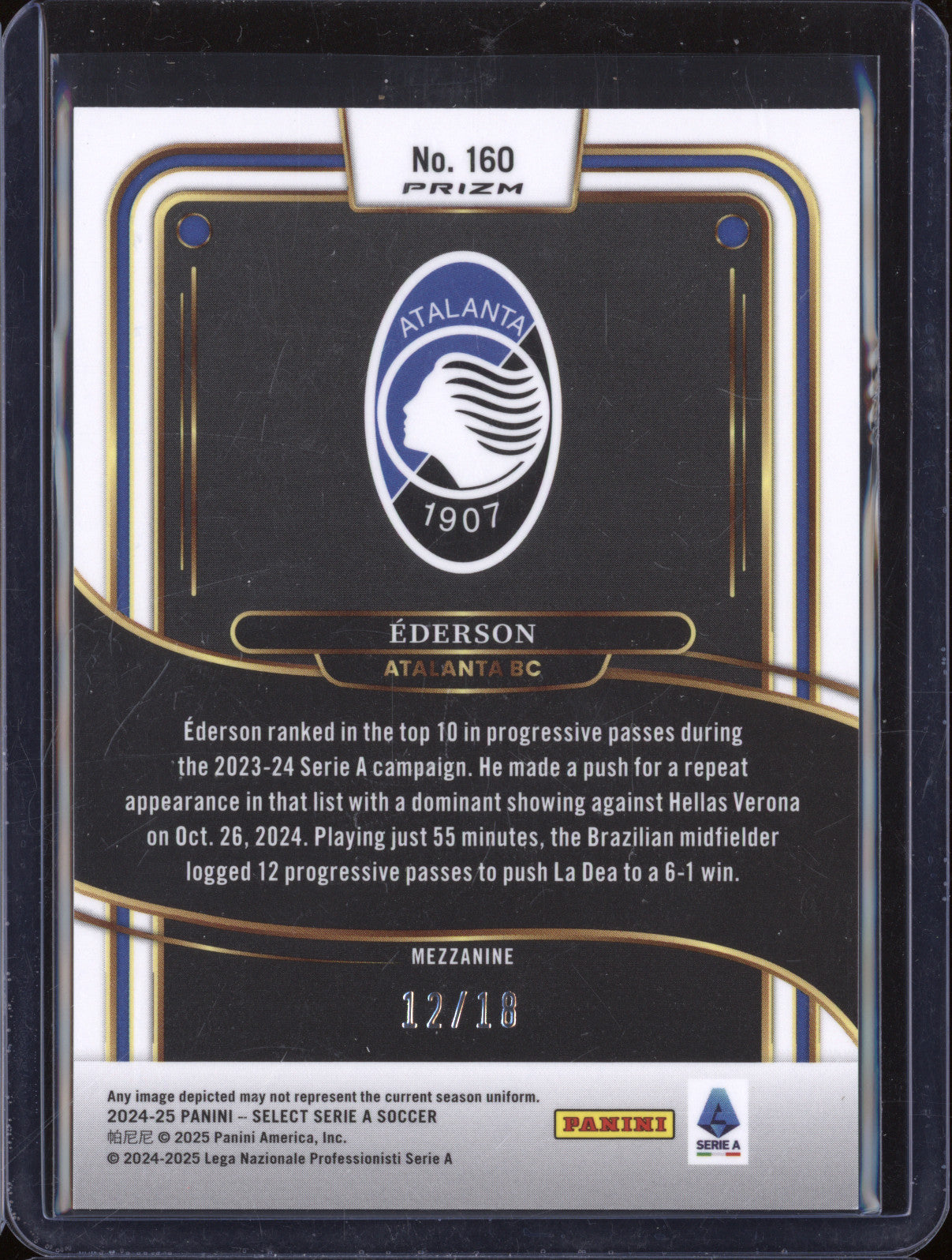 2024-25 Panini Select Serie A 160 Ederson Jade Dragon Scale RC 12/18