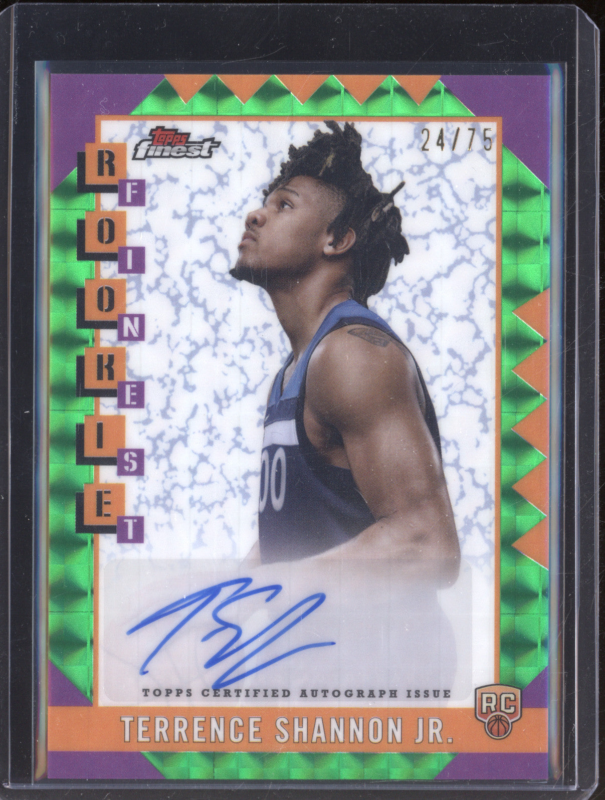 Terrence Shannon Jr 2025 Topps Finest RFA-TSH Rookie Auto Green Geometric RC /75