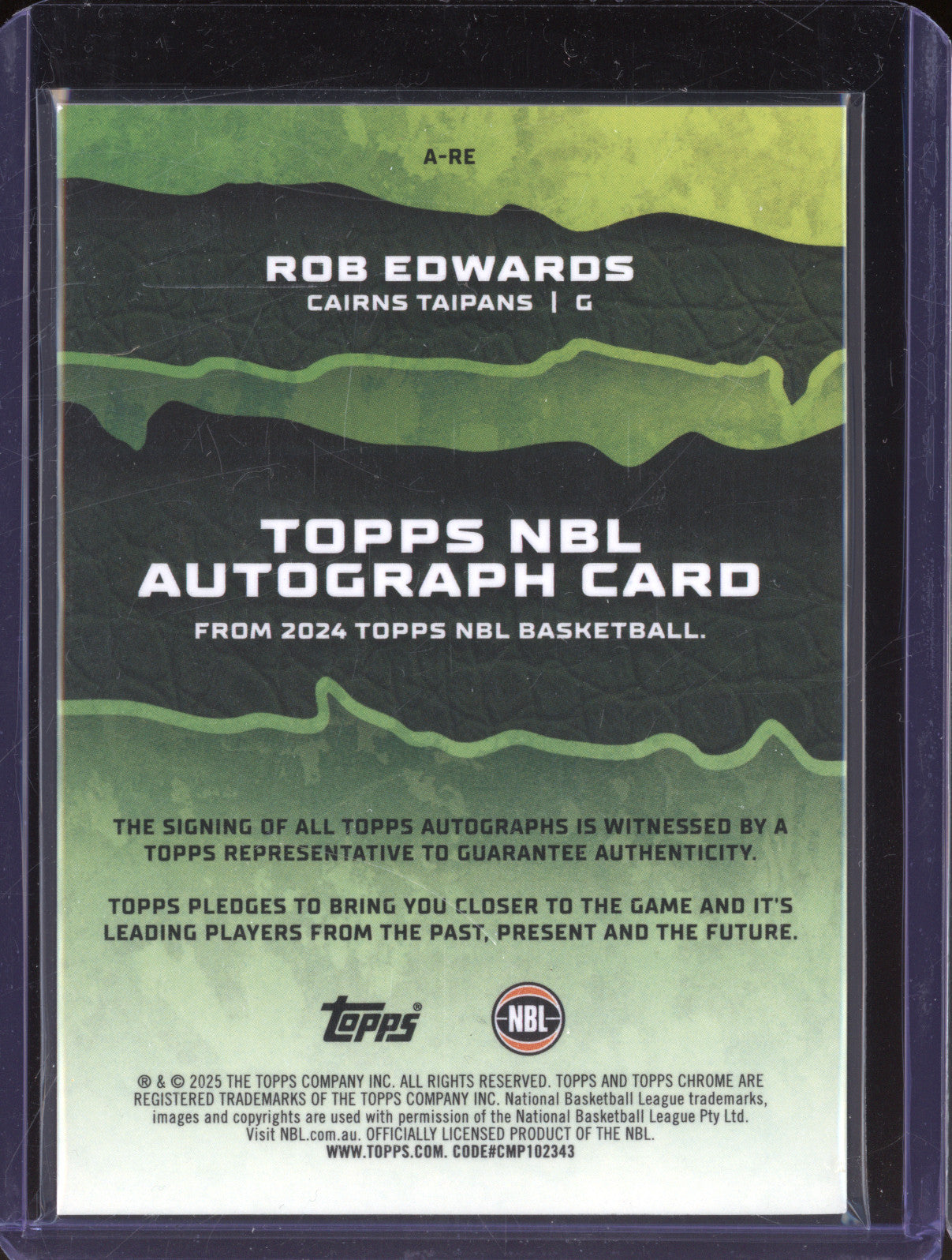 Rob Edwards 2024 Topps Chrome NBL A-RE Autograph
