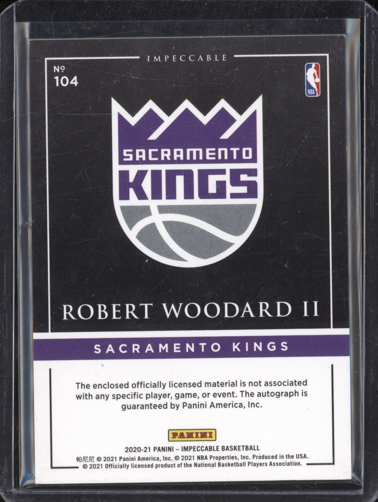 Robert Woodard II 2020-21 Panini Impeccable 104 Rookie Patch Auto RC 70/88
