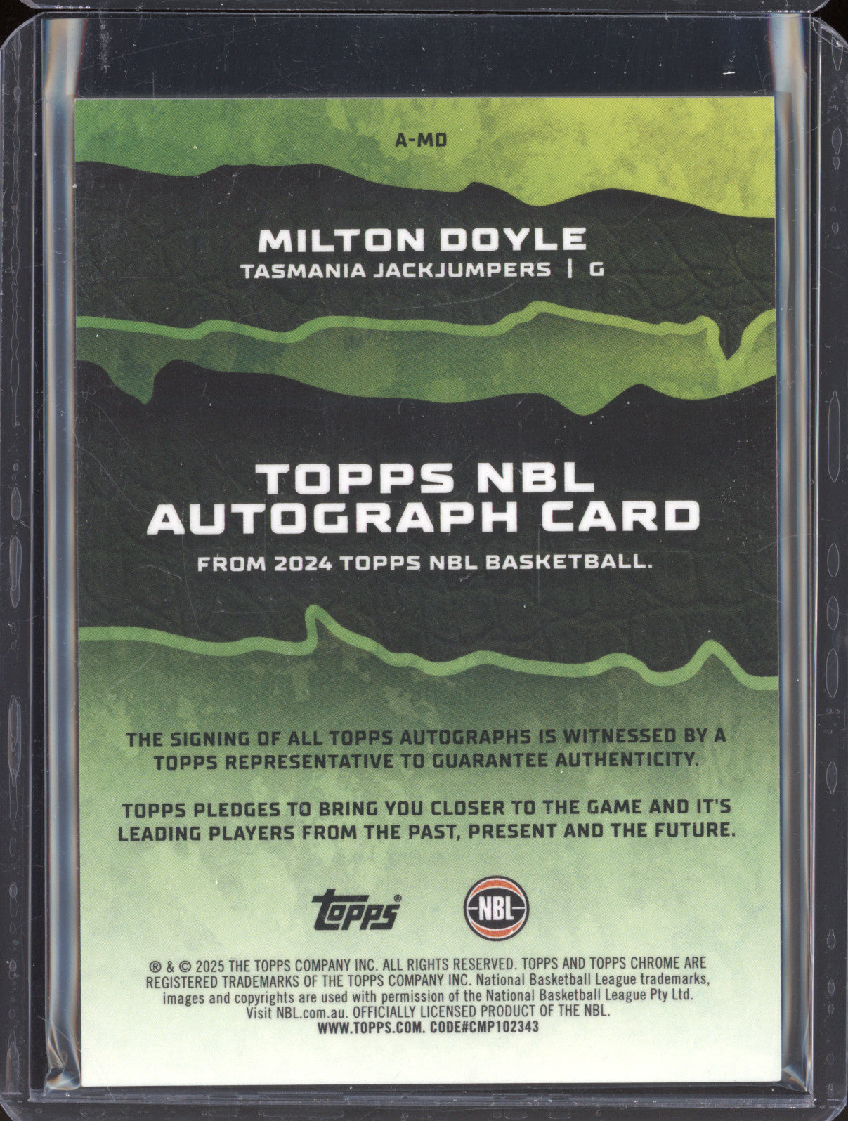 Milton Doyle 2024 Topps Chrome NBL A-MD Autograph