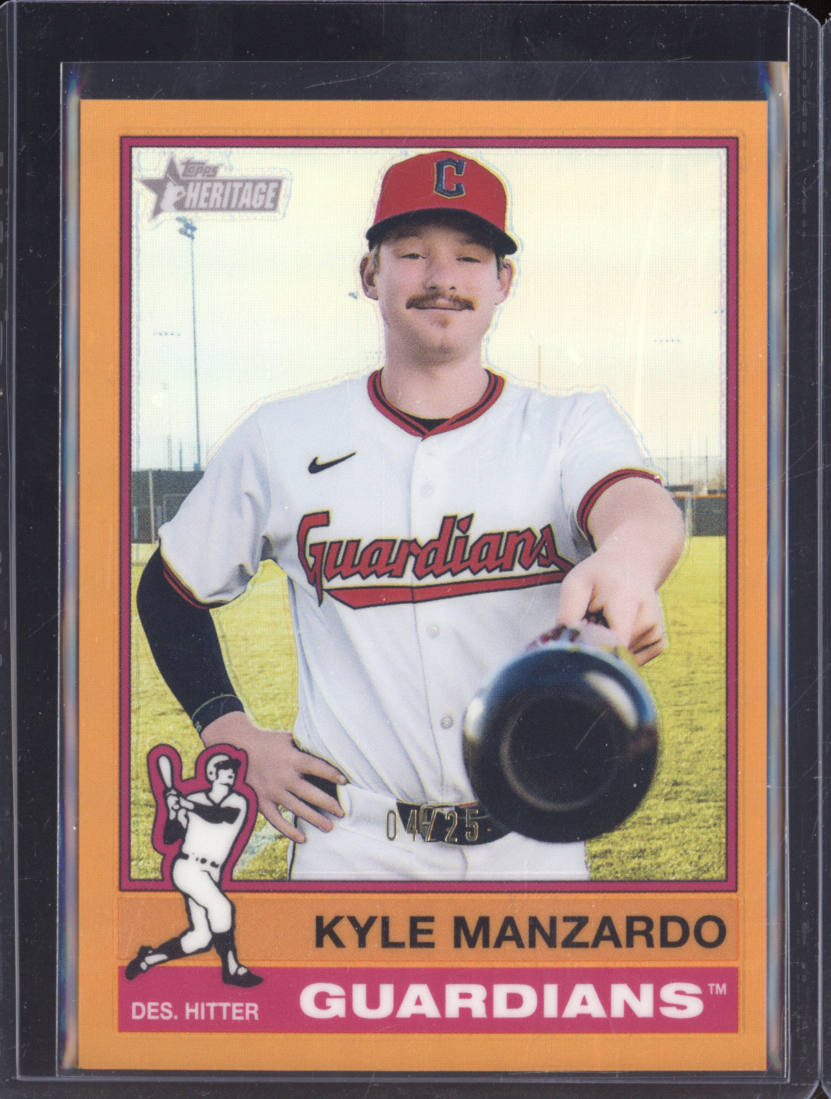 Kyle Manzardo 2025 Topps Heritage High Number 630 Chrome Orange /25