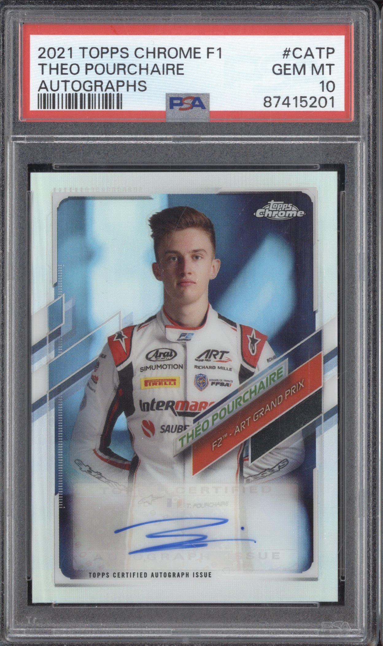 Theo Pourchaire 2021 Topps Chrome CA-TP Autograph 379/391 PSA 10