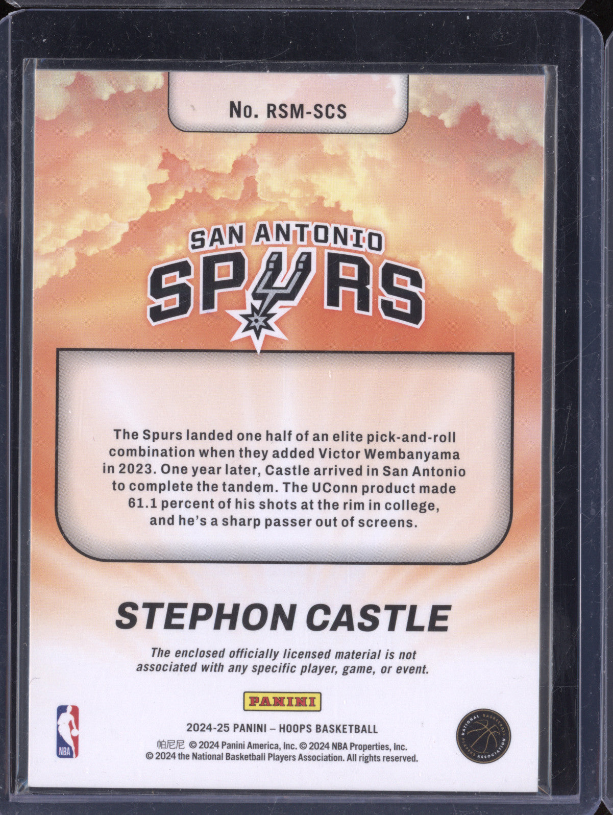 Stephon Castle 2024-25 Panini Hoops RSM-SCS Rise 'n Shine Memorabilia RC