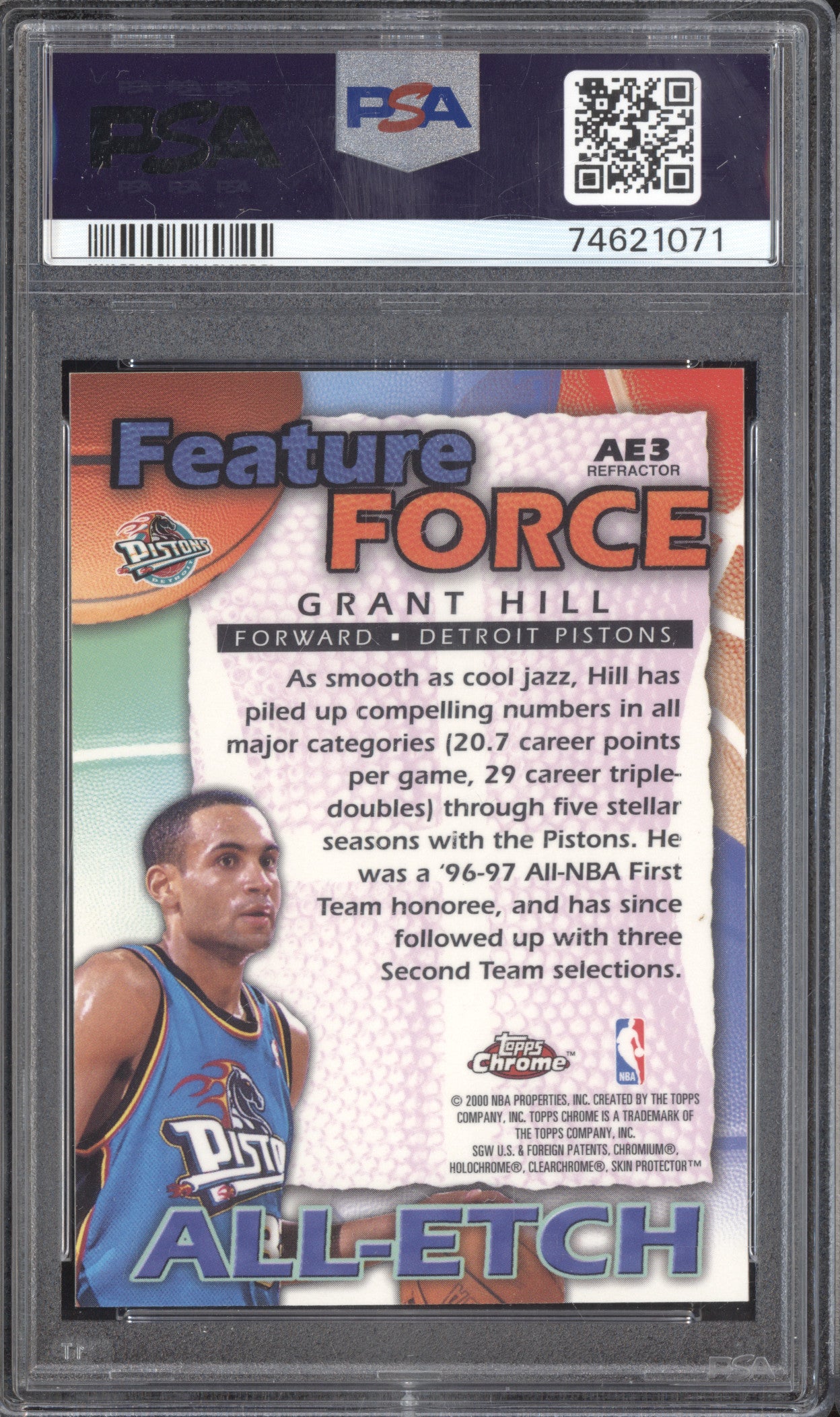 Grant Hill 1999-00 Topps Chrome AE3 All-Etch Refractor PSA 10