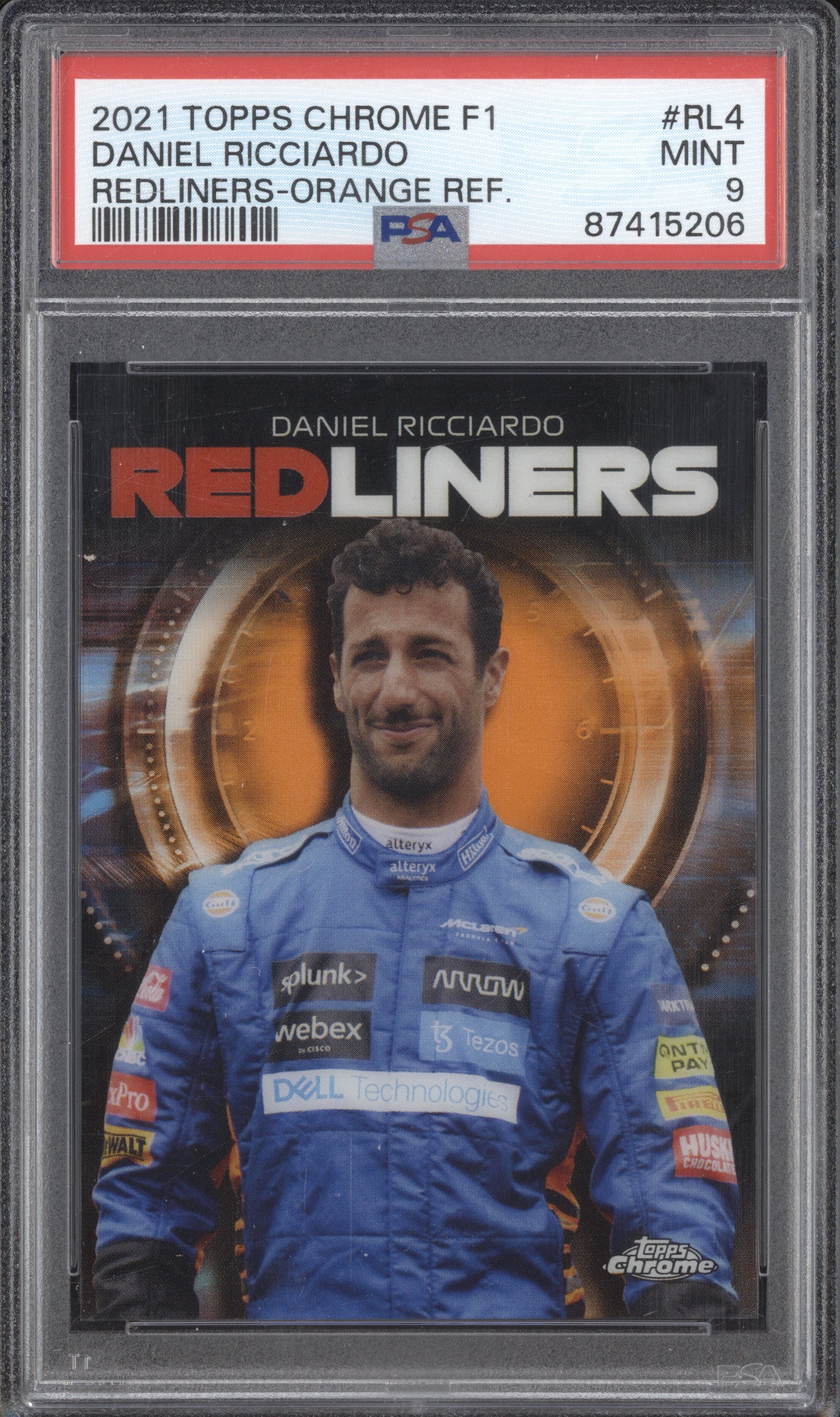 Daniel Ricciardo 2021 Topps Chrome RL-4 Redliners Orange 20/25 PSA 9