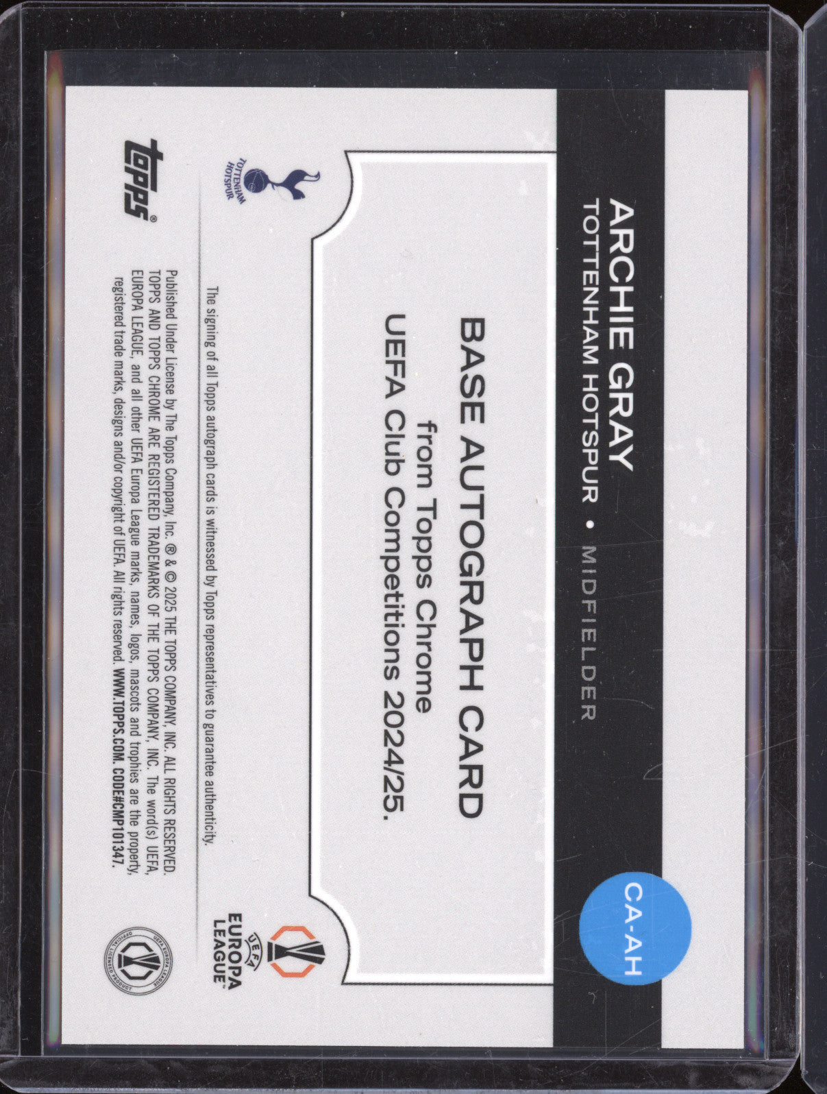 2024-25 Topps Premier League CA-AH Archie Gray Blue Auto 138/150