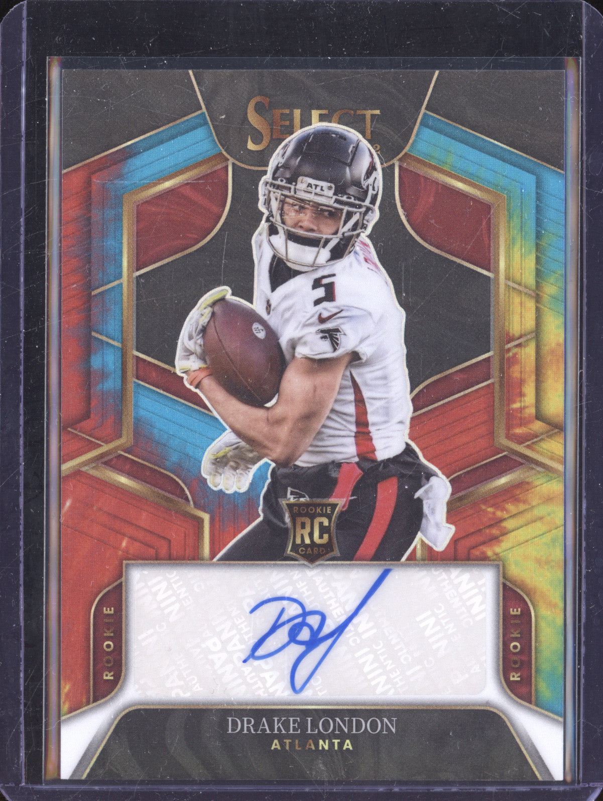 Drake London 2022 Panini Select RS-DL Rookie Auto Tie-Dye RC 7/25
