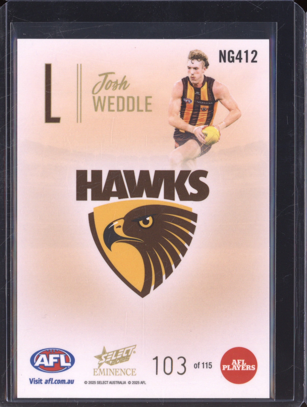 2025 AFL Select Eminence Nameplate NG412 Josh Weddle 103/115