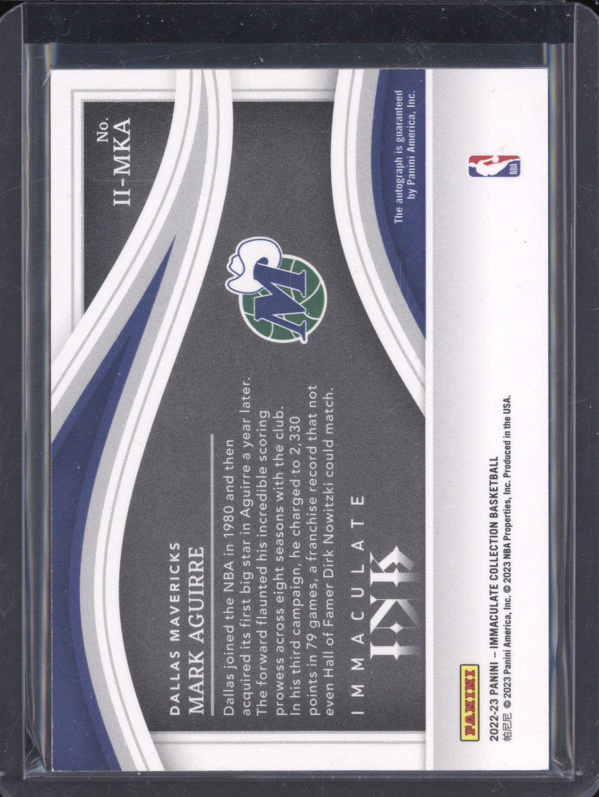 Mark Aguirre 2022-23 Panini Immaculate II-MKA Immaculate Ink 91/99