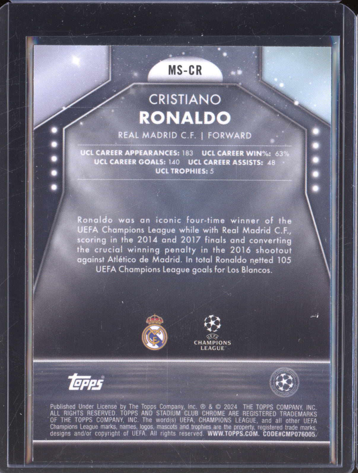Cristiano Ronaldo 2023-24 Topps Stadium Club Chrome MS-CR Main Stage