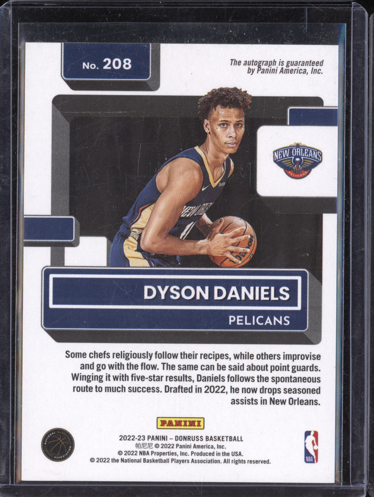 Dyson Daniels 2022-23 Panini Donruss 208 Rated Rookie Auto RC