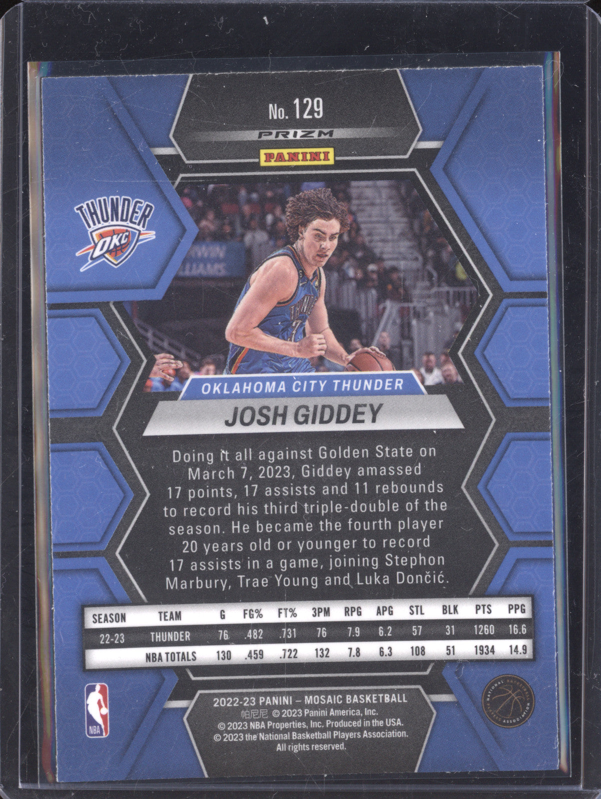 Josh Giddey 2022-23 Panini Mosaic 129 Genesis