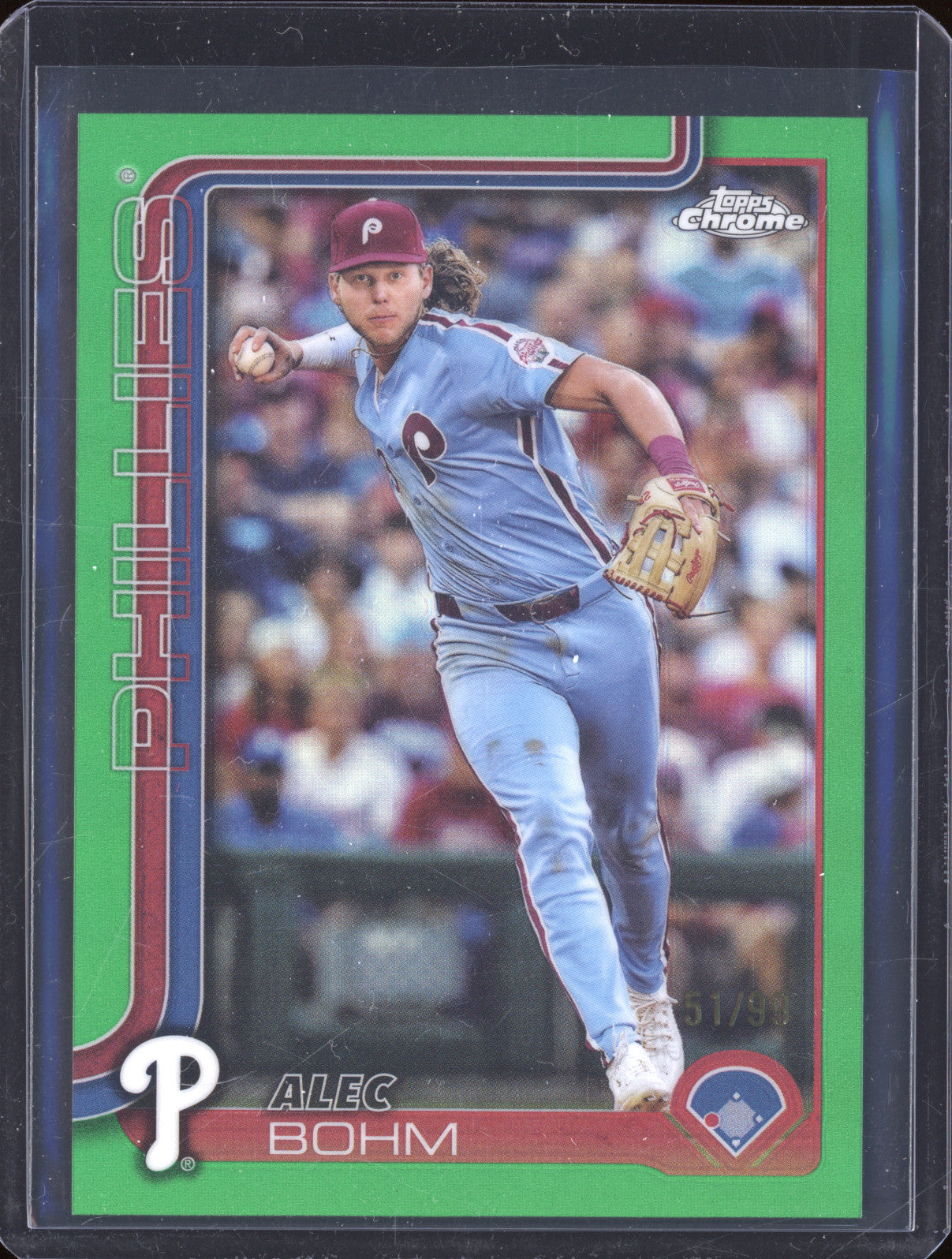 Alec Bohm 2025 Topps Chrome 57 Green Refractor 51/99