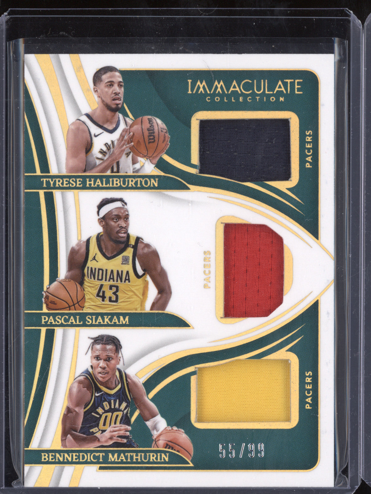 Haliburton Siakam Mathurin 2023-24 Panini Immaculate ITM-IND Triple Jersey 55/99