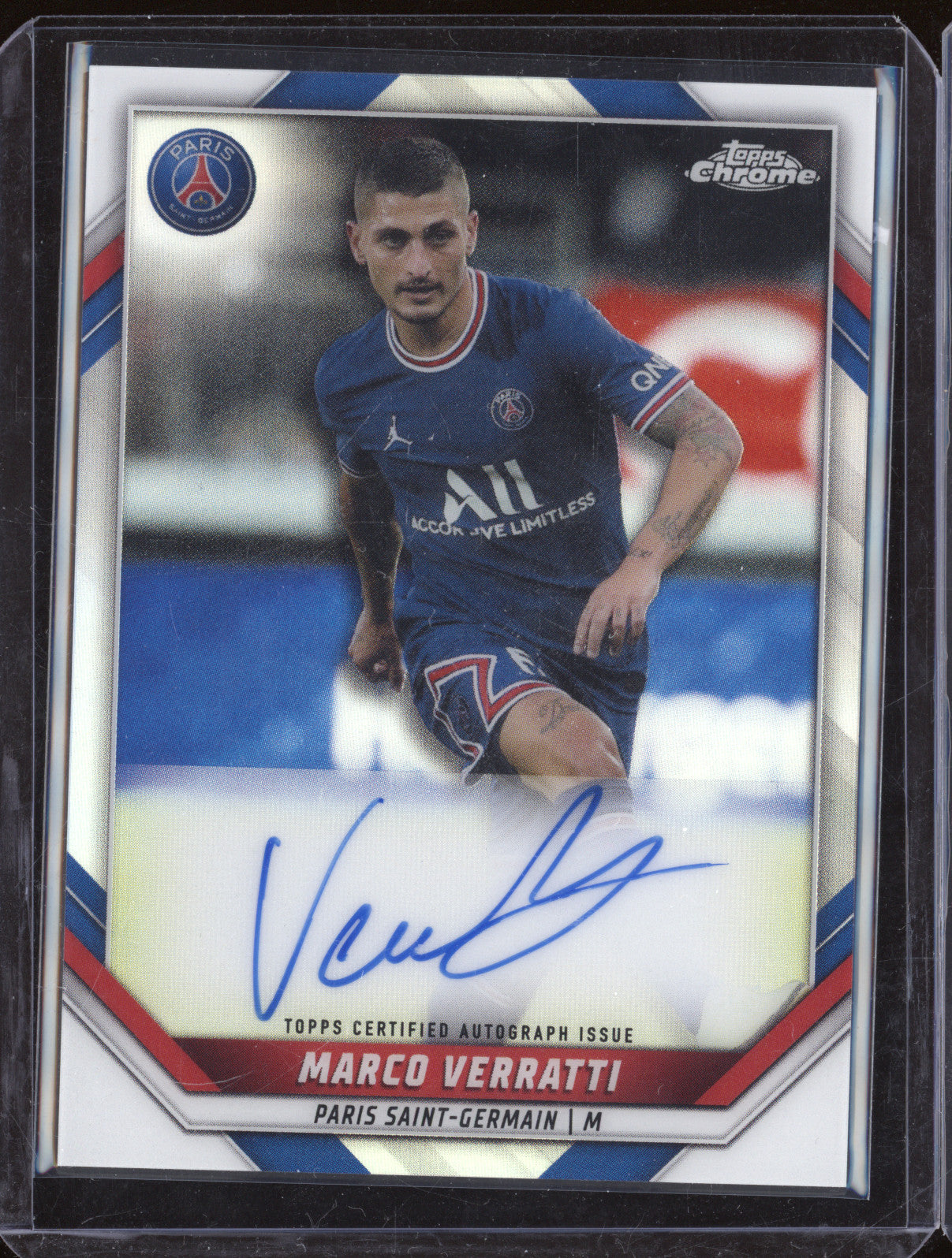 Marco Verratti 2021-22 Topps Chrome Paris Saint-Germain AU-MV Auto Refractor /70