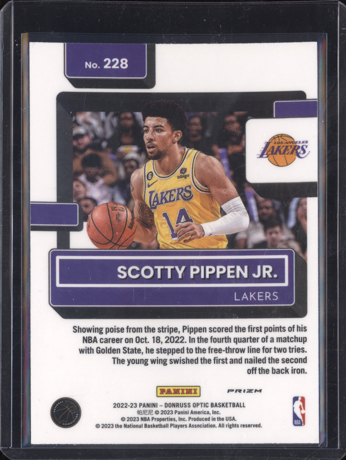 Scotty Pippen Jr 2022-23 Panini Donruss Optic 228 Dragon Choice RC
