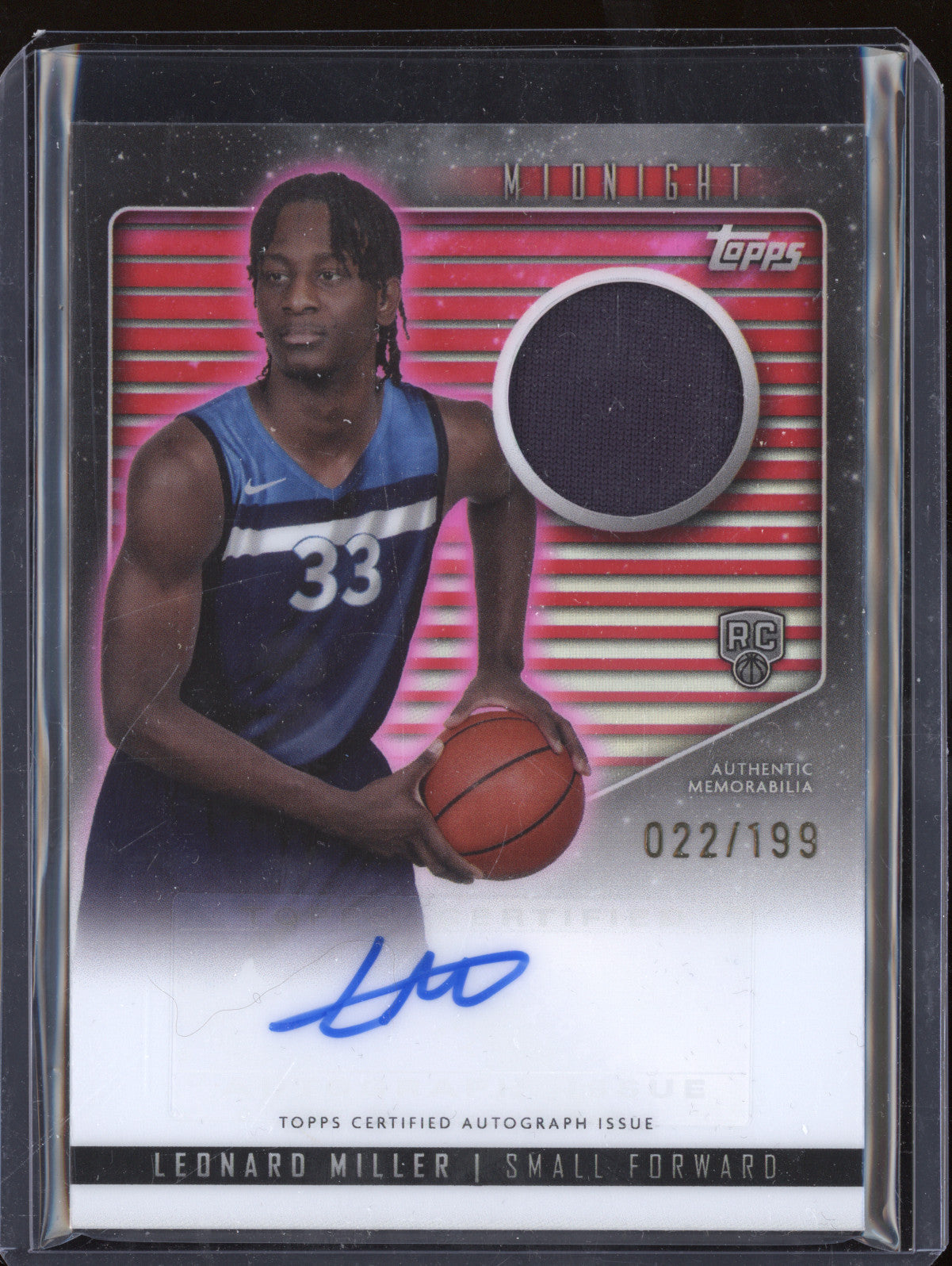 Leonard Miller 2023-24 Topps Midnight RJA-LM Rookie Jersey Auto Twilight RC /199