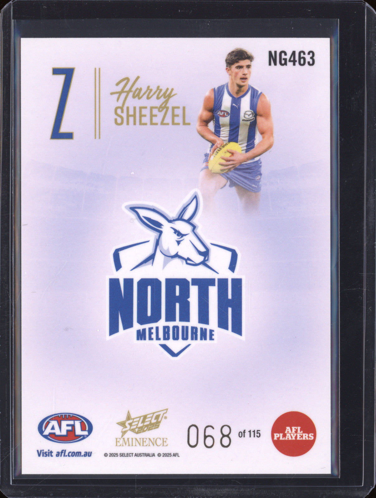 2025 AFL Select Eminence Nameplate NG463 Harry Sheezel 068/115