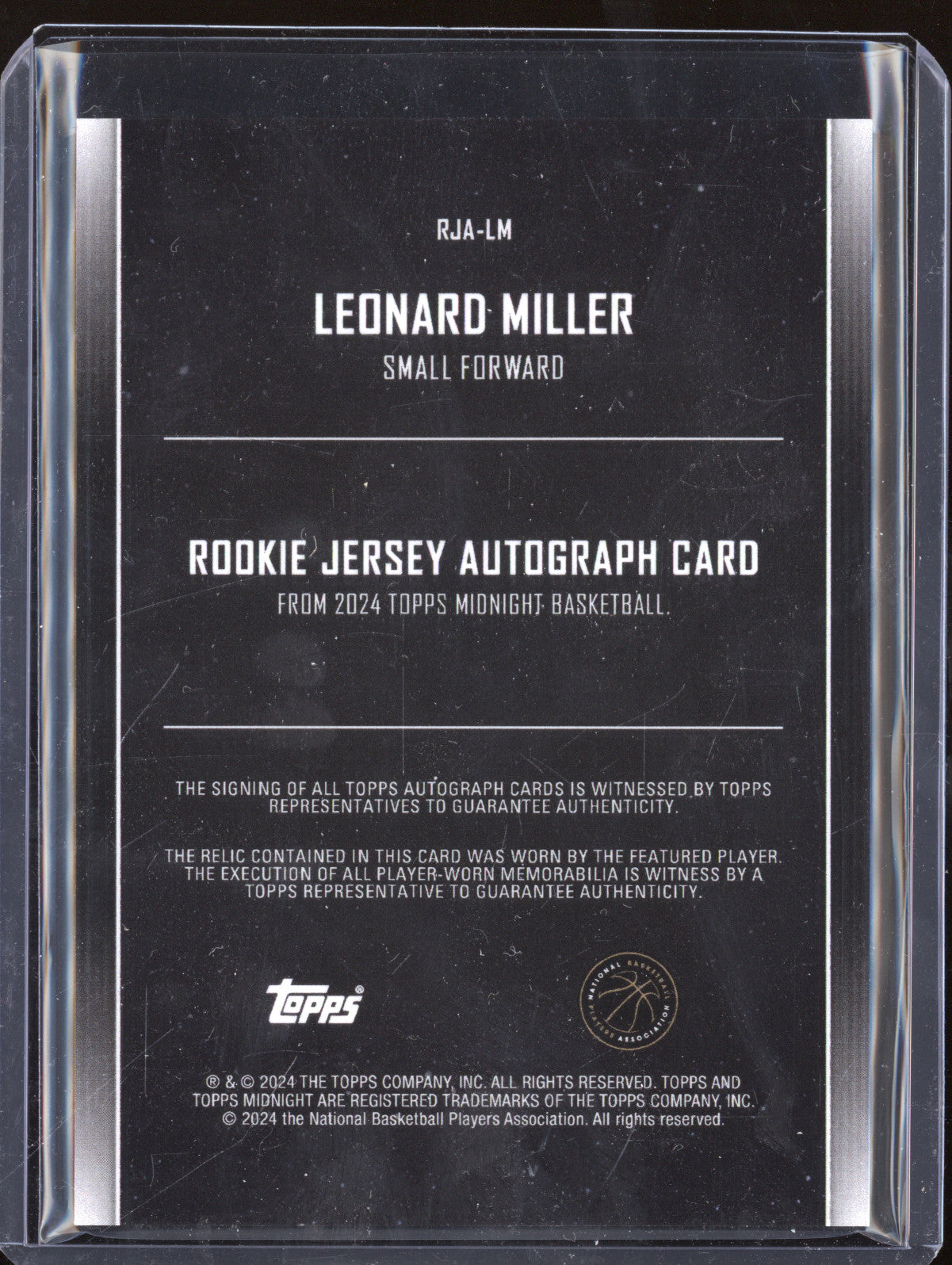 Leonard Miller 2023-24 Topps Midnight RJA-LM Rookie Jersey Auto Twilight RC /199