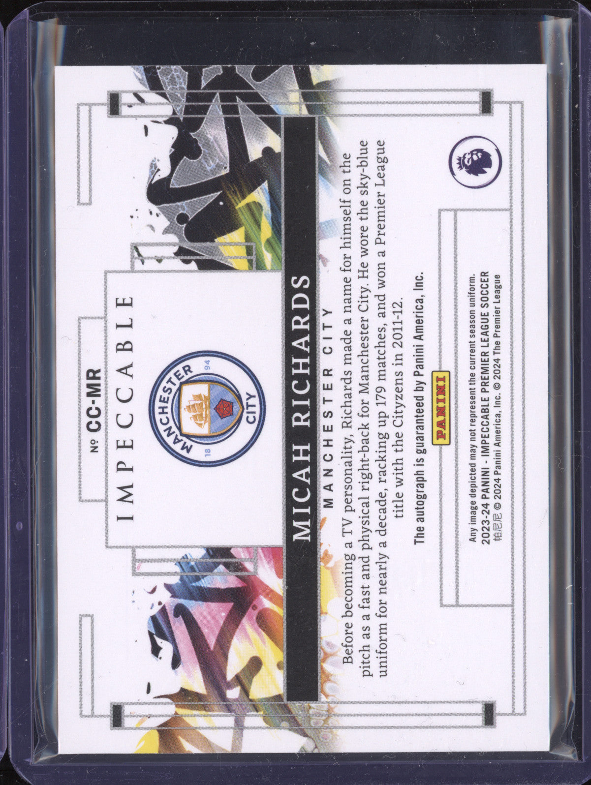 Micah Richards 2023-24 Panini Impeccable CC-MR Canvas Creations Auto 20/25