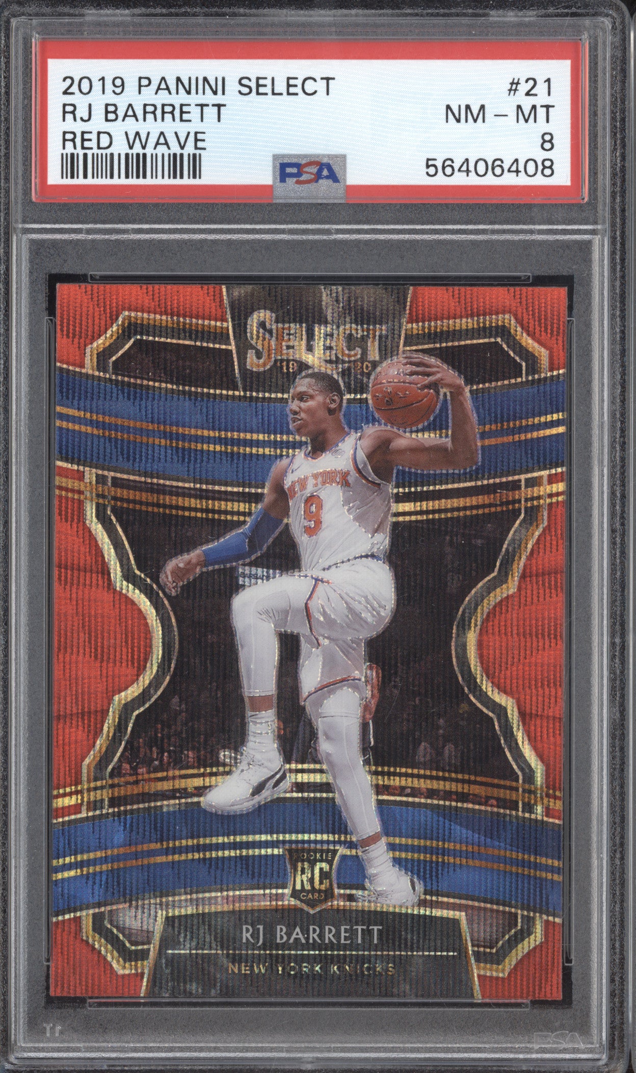 RJ Barrett 2019-20 Panini Select 21 Red Wave RC PSA 8