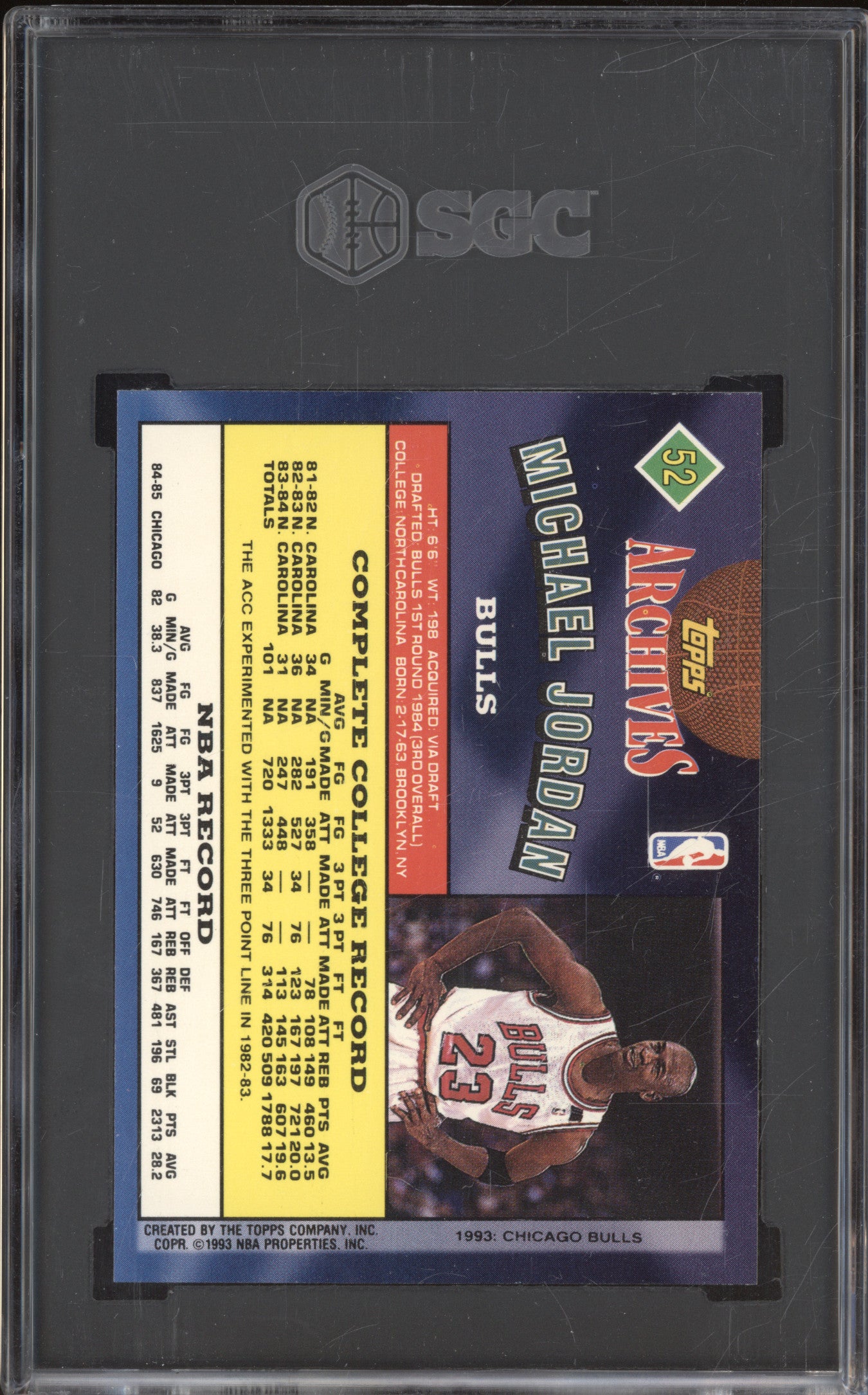 1992-93 Topps Archives 52 Michael Jordan SGC 9