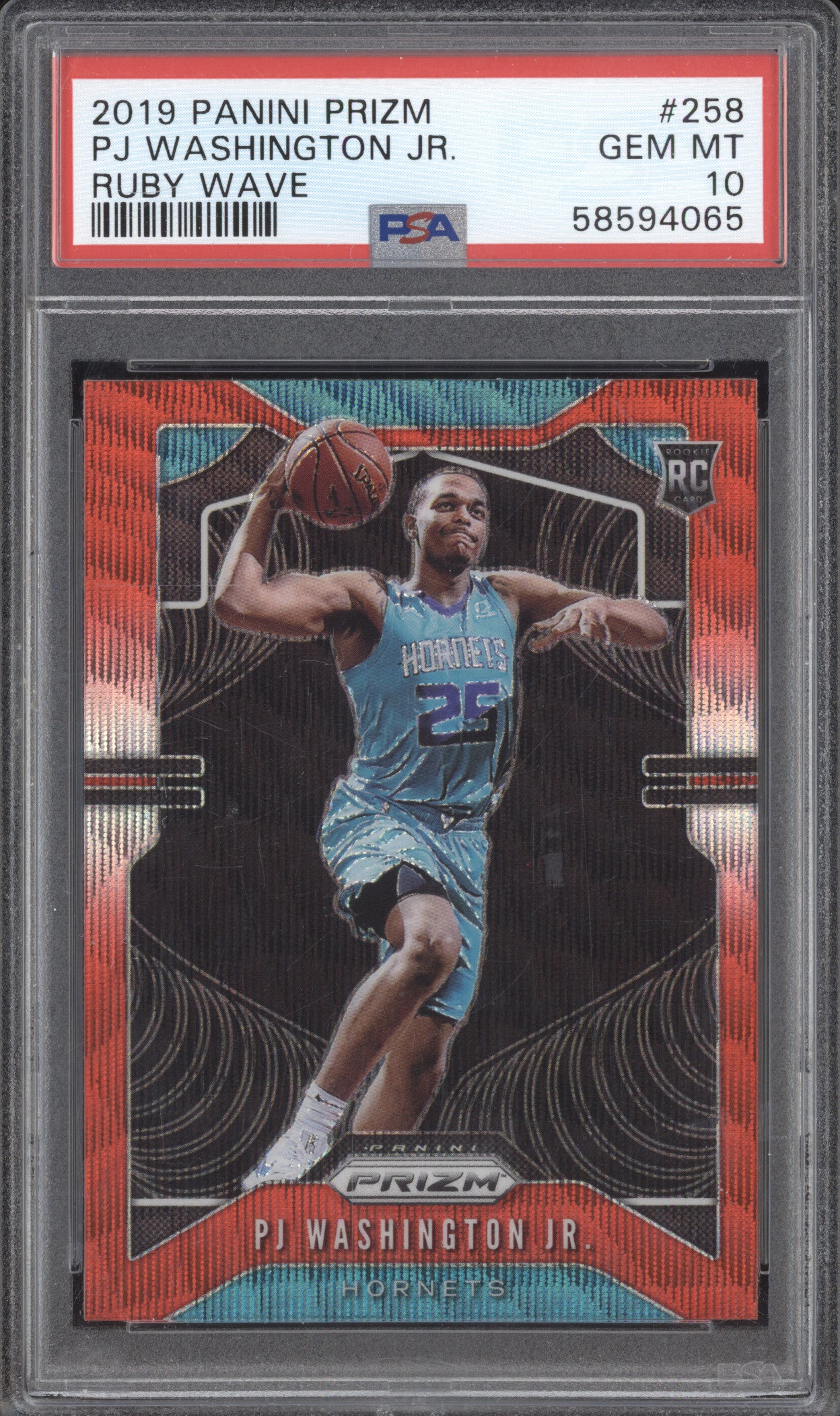 PJ Washington 2019-20 Panini Prizm 258 Ruby Wave RC PSA 10