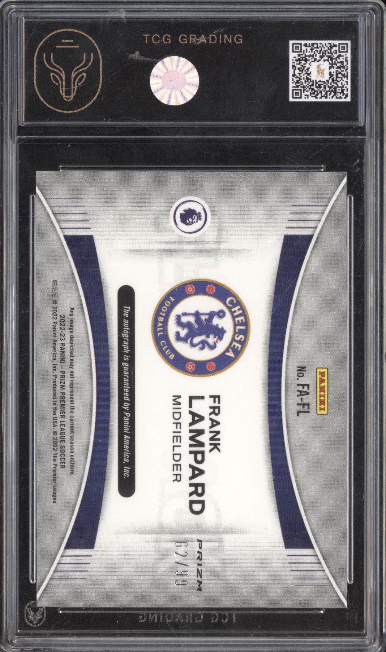 Frank Lampard 2022-23 Panini Prizm FA-FL Flashback Autograph Silver 62/99 TCG 10