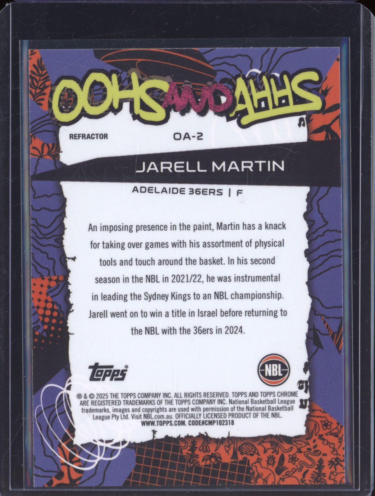 Jarell Martin 2024 Topps Chrome NBL OA-2 Oohs And Ahhs Refractors