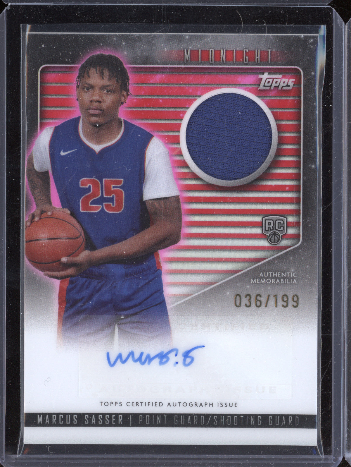 Marcus Sasser 2023-24 Topps Midnight RJA-MS Rookie Jersey Auto Twilight RC /199
