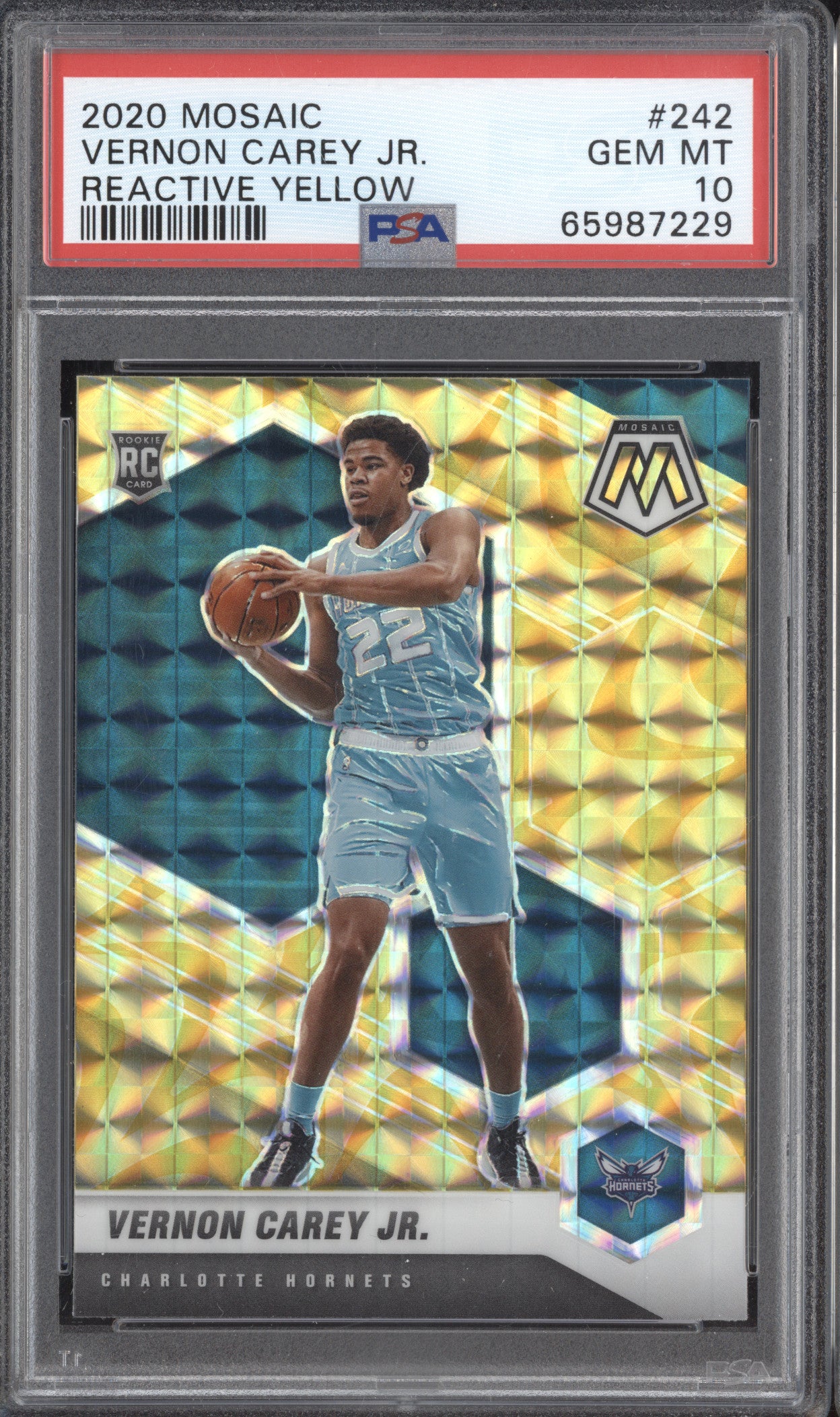 Vernon Carey Jr 2020-21 Panini Mosaic 242 Reactive Yellow RC PSA 10