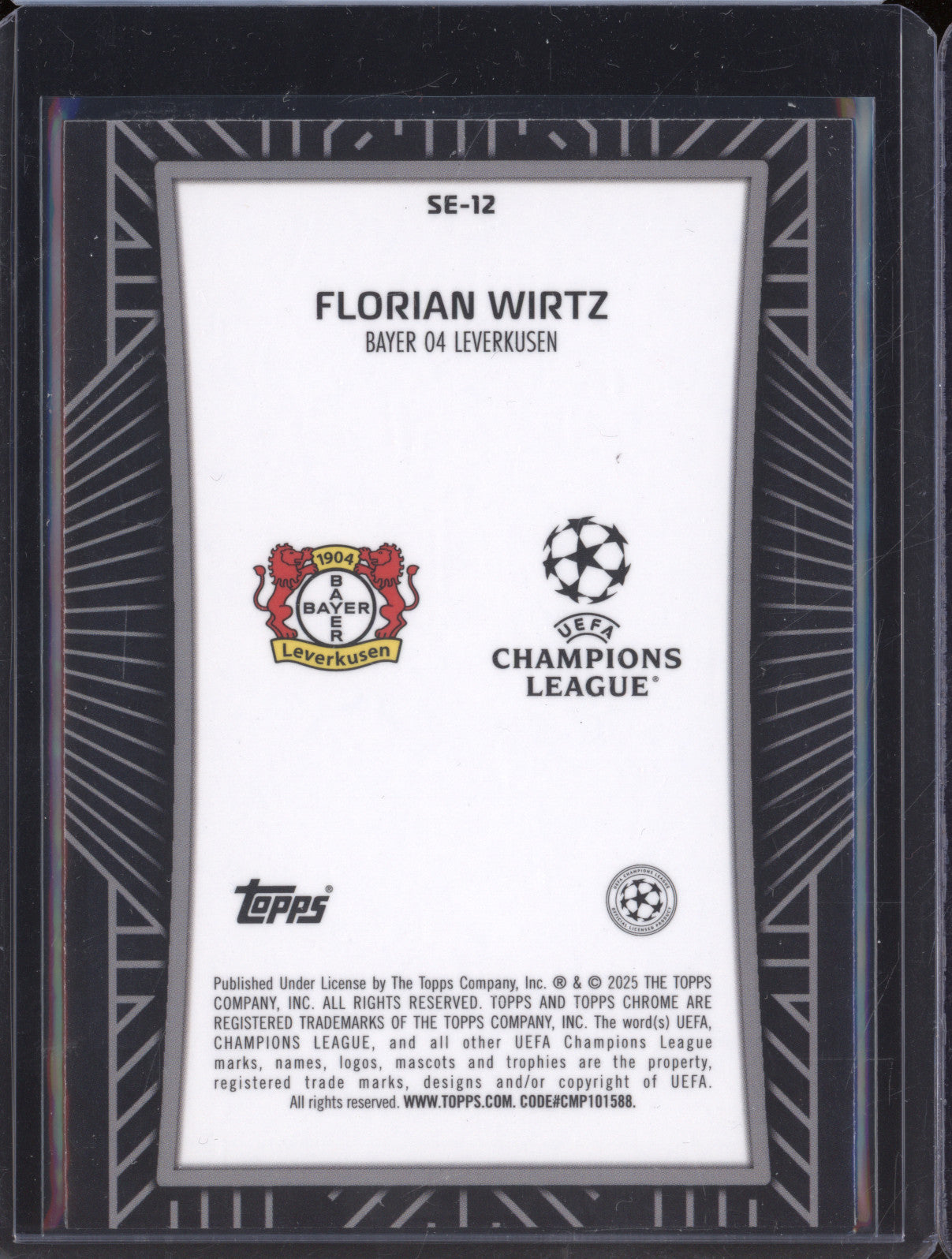Florian Wirtz 2024-25 Topps Chrome UCC SE-12 Shadow Etch