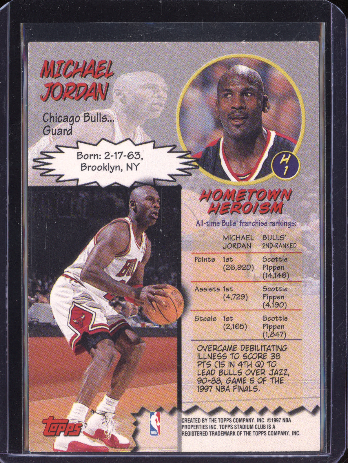 Michael Jordan 1997-98 Topps Stadium Club H1 Hardcourt Heroics