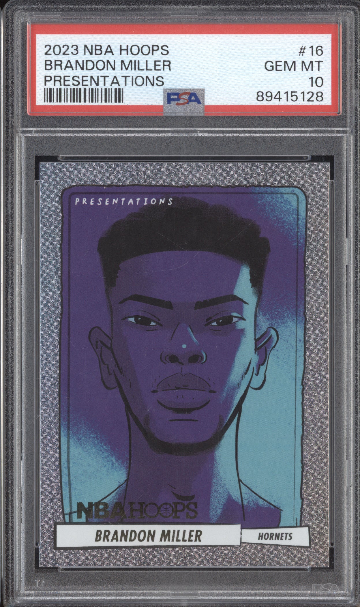 Brandon Miller 2023-24 Panini Hoops 16 Presentations RC PSA 10