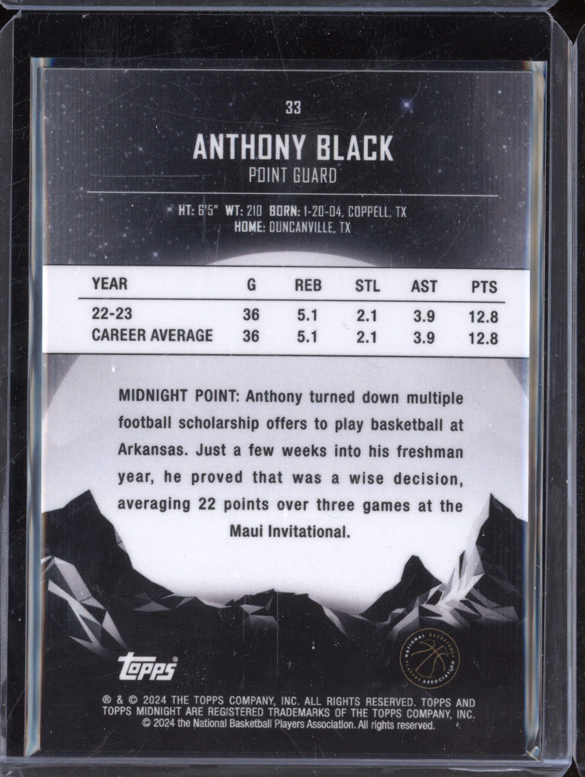 Anthony Black 2023-24 Topps Midnight 33 Midnight RC 43/99