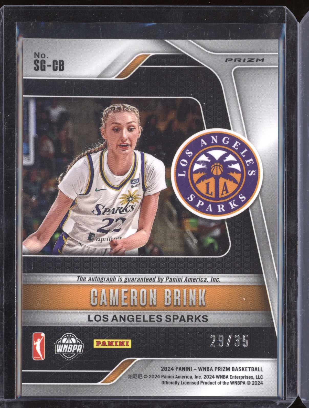 Cameron Brink 2024 Panini Prizm SG-CB Teal Auto RC 29/35