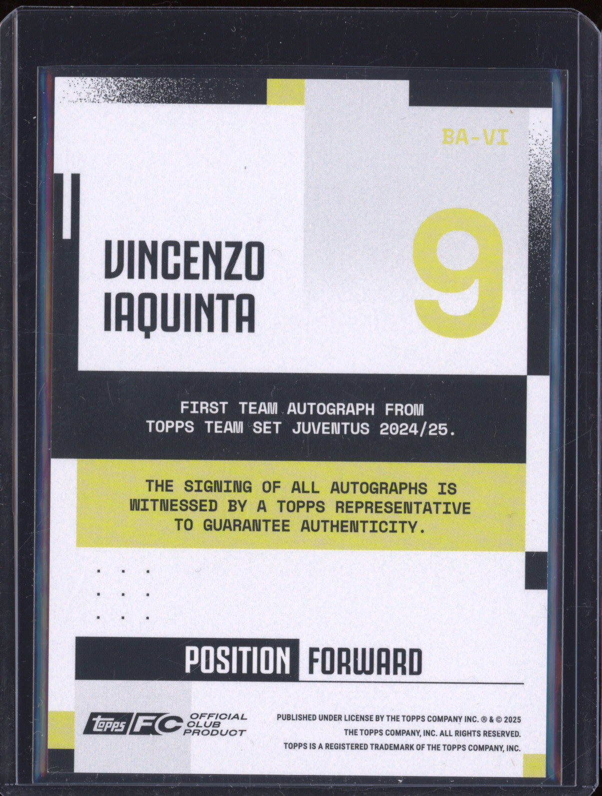 Vincenzo Iaquinta 2024-25 Topps Team Set Juventus FC BA-VI Autograph Blue /250