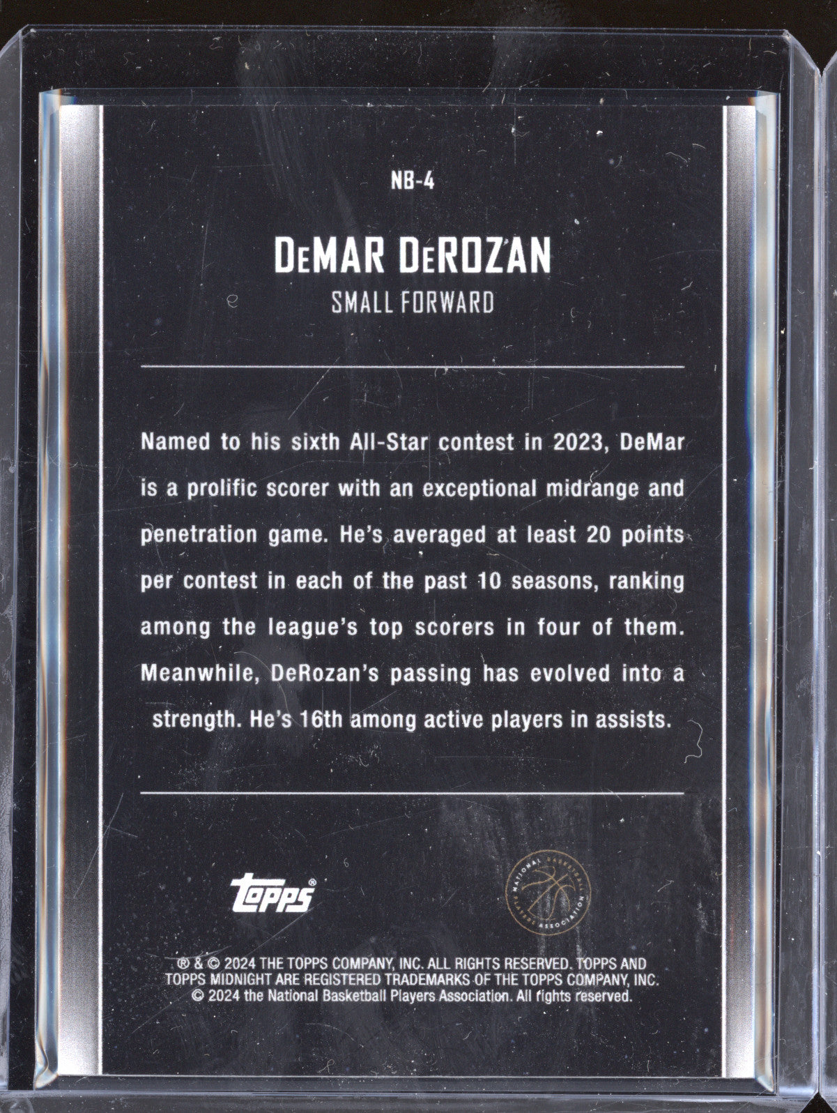 DeMar DeRozan 2023-24 Topps Midnight NB-4 Nightball Dusk 66/75