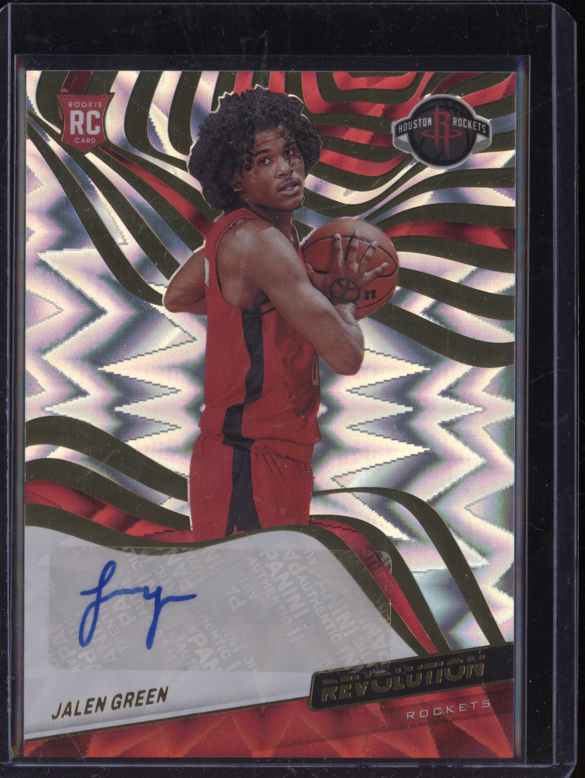 Jalen Green 2021-22 Panini Revolution RA-JGR Rookie Auto Fractal RC 70/100