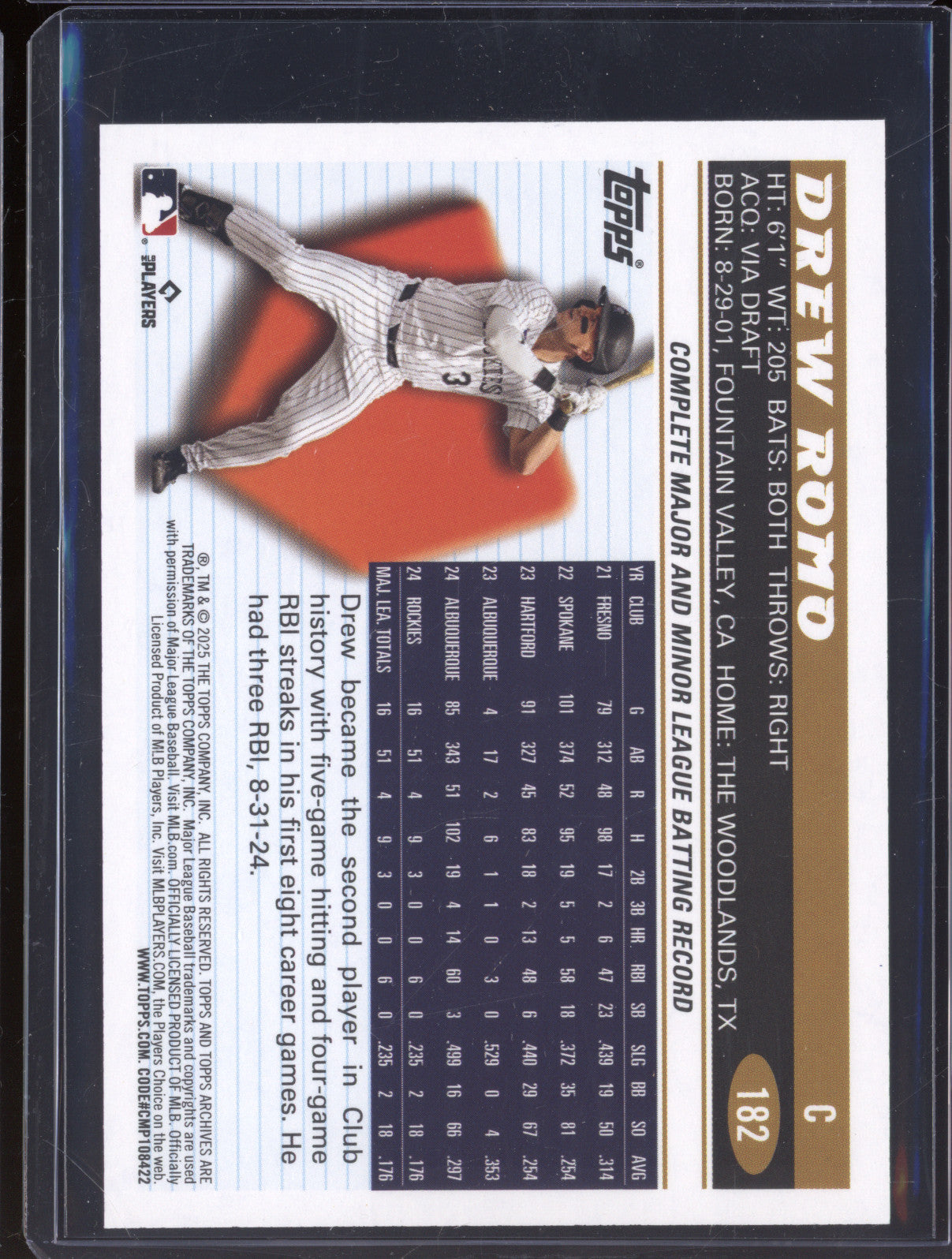 Drew Romo 2025 Topps Archives 105 Aqua Scope Foilboard RC /75