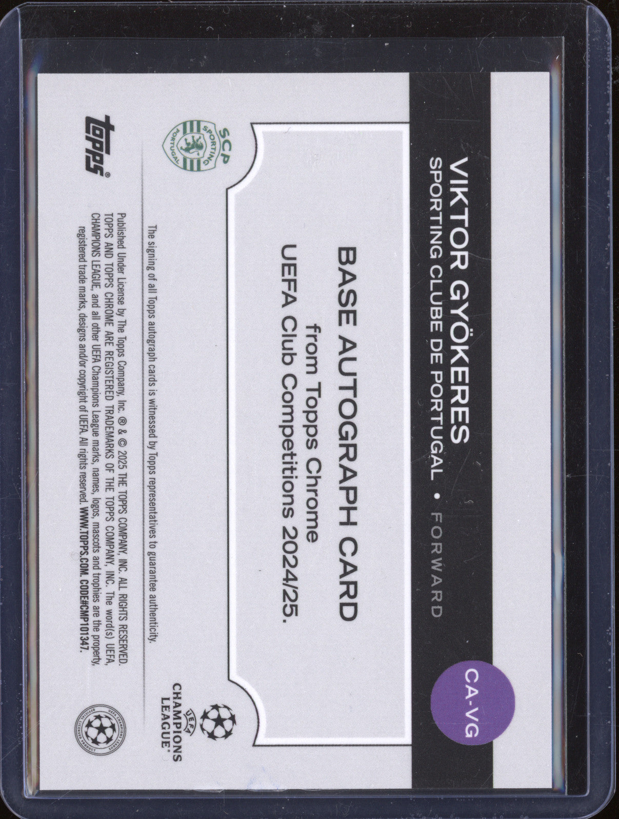 2024-25 Topps Chrome CA-VG Viktor Gyokeres Toppsfractor Auto 28/52